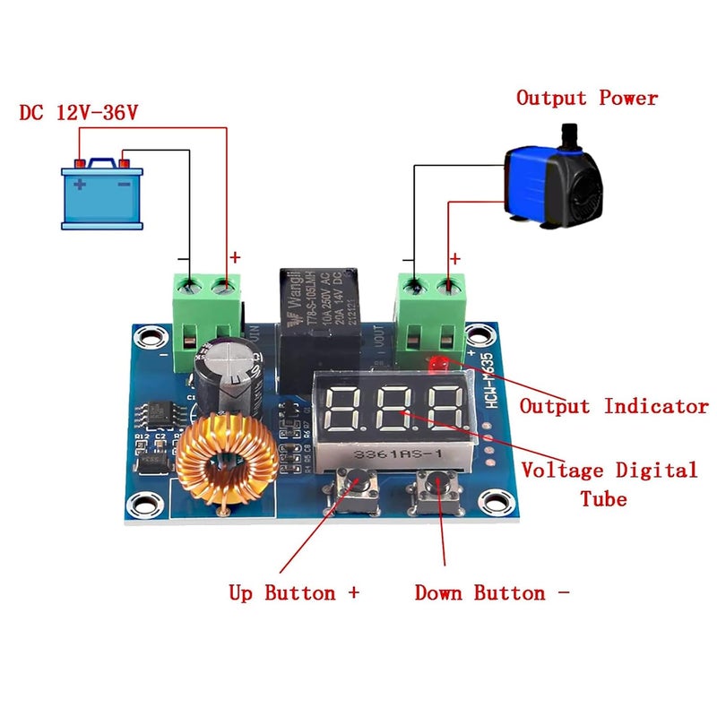 AEDIKO 4pcs XH-M609 DC Voltage Protection Module 12-36V Digital Display Over-Discharge Circuit Protection Module - Image 3